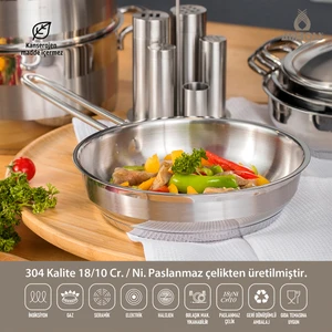 Saphire 24 cm Paslanmaz Çelik İndüksiyon Uyumlu Çelik Tava
