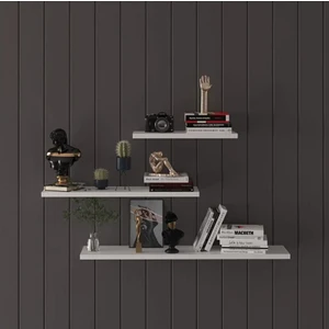 Beyaz 3'lü Set Dekoratif Duvar Rafı