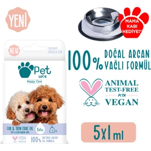 Pet Love Köpekler Için Tüy Bakım Yağı 5X1 Ml Doğal Argan Yağlı