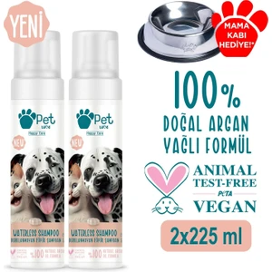 Pet Love Kediler ve Köpekler İçin Durulanmayan Köpük Şampuan Kurabiye & Vanilya 2X225 ml