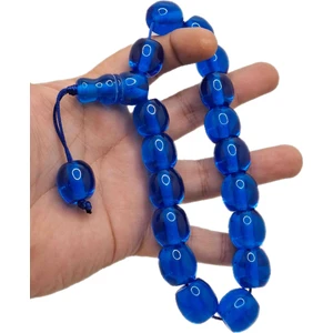 Han Ticarethane Büyük Boy Özel Model Mavi Renk Efe Maskot Toz Kehribar Tesbih