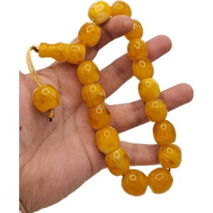 Han Ticarethane Büyük Boy Özel Model Sarı Renk Efe Maskot Toz Kehribar Tesbih