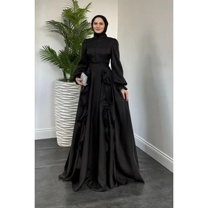 Samira Fırfırlı Janjan Abiye Siyah