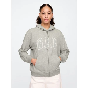 Kadın Gri Gap Logo Relaxed Fermuarlı Sweatshirt