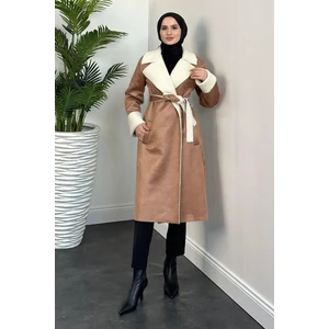 Rima Içi Yünlü Kaşe Kaban Taba