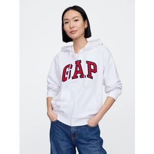 Kadın Beyaz Gap Logo Relaxed Fermuarlı Sweatshirt