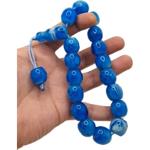 Han Ticarethane Büyük Boy Özel Model Mavi Renk Desenli Efe Maskot Toz Kehribar Tesbih