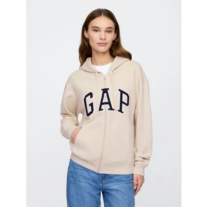 Kadın Bej Gap Logo Fleece Fermuarlı Sweatshirt
