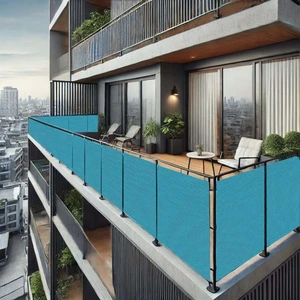 Size Ne Lazım 100 cm x 2 m Mavi Balkon Bahçe Çit Brandası  Su İtici, Uv Koruyucu, Dekoratif Örtü