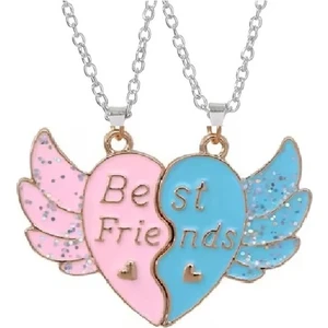 Herşey Nota 2 Adet Mıknatıslı Melek Kanadı Renkli Best Friends Çift Kolye Arkadaşlık Kolyesi