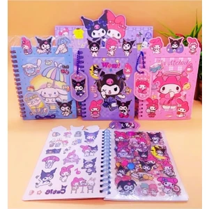 Kuromi My Melodi Cinnamoroll Sticker Defter 150+ Anahtarlık Hediyeli 1 Adet