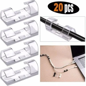 Pratik 20'li Yapışkanlı Kablo Sabitleyici Şeffaf Klips