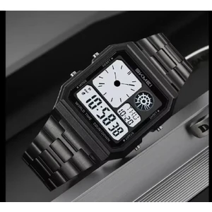 Erkek Kol Saati Dijital Ekran, Kronometre, Çift Saat Dilimi, LED Işık