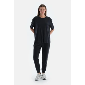 Siyah Kadın Modal Karışımlı Yan Şerit Detaylı Jogger Pantolon