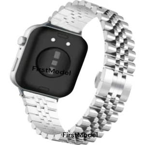 huawei Watch Fit 3,4,4 Pro Uyumlu Rolex Stil Paslanmaz Çelik Kordon Pim Çevirici Aparatı ile Gümüş