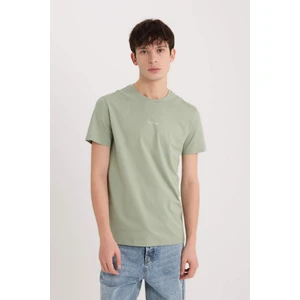 %100 Pamuk Slim Fit Dar Kesim Bisiklet Yaka Baskılı Kısa Kollu Tişört D5566AX25SP