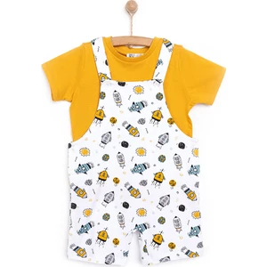 Basic Erkek Roket Desenli Şort Salopet-Tshirt Erkek Bebek