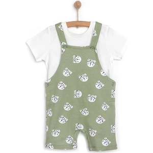 Basic Erkek Kedi Desenli Şort Salopet-Tshirt Erkek Bebek