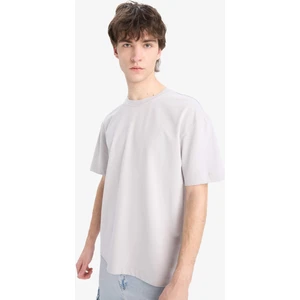 Oversize Geniş Kalıp Bisiklet Yaka Basic Düz Kısa Kollu Tişört E6885AXNS