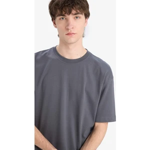 Oversize Geniş Kalıp Bisiklet Yaka Basic Düz Kısa Kollu Tişört E6885AXNS
