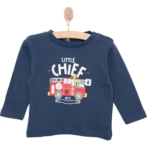 Basic  Itfaiye Araç Desenli Interlok  Uzun Kol Tshirt Erkek Bebek