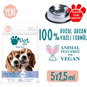 Pet Love Köpekler Için Tüy Bakım Yağı 5x2.5 ml 100% Doğal Argan Yağlı