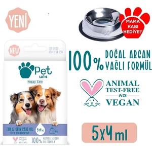 Pet Love Köpekler Için Tüy Bakım Yağı 5x4 ml 100% Doğal Argan Yağlı