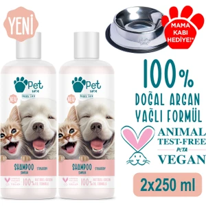 Pet Love Kediler ve Köpekler İçin Şampuan Çilek 2X250 ml 100% Doğal Argan Yağlı