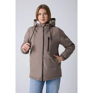 Kadın Vizon Içi Kürklü Su ve Rüzgar Geçirmez Kapüşonlu Kışlık Mont & Kaban & Parka ML-FMM-100-K