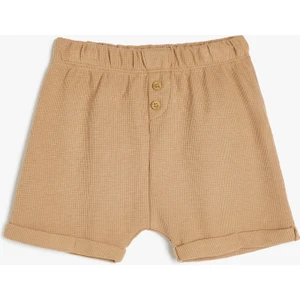 Beli Lastikli Düğme Detaylı Pamuklu Şort