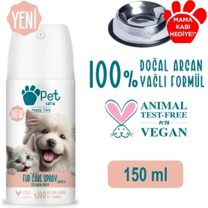 Pet Love Kediler ve Köpekler İçin Tüy Bakım Spreyi Vanilya 150 ml 100% Doğal Argan Yağlı