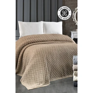 Evlen Home Collection Triko Battaniye Örgü Çift Kişilik 220 x 240 cm Yatak Örtüsü Pike Poly