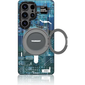 Galaxy S25 Ultra Kılıf Magsafe Şarj Özellikli Youngkit 360 Standlı Technology Serisi Kapak Mavi