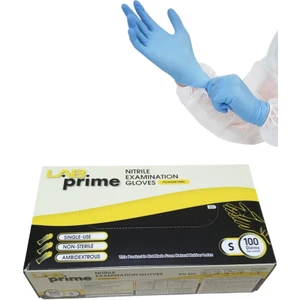 Lab Prime Çok Amaçlı - Nitril Eldiven Pudrasız Mavi Renk ---Gıda ile Teması Uygun --- 100 Adet/paket