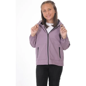 Kız Çocuk Mürdüm Astarlı Su ve Rüzgar Geçirmez Kapüşonlu Çift Fermuarlı Yağmurluk Y-15-C-K