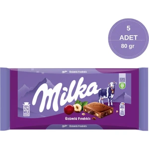Üzümlü Fındıklı Tablet Çikolata 80 Grx 5 Adet