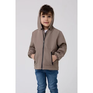 Erkek Çocuk Vizon Astarlı Su ve Rüzgar Geçirmez Kapüşonlu Çift Fermuarlı Yağmurluk Y15C