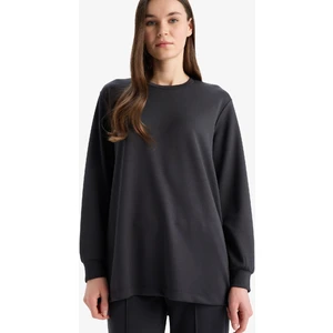 Regular Fit Bisiklet Yaka Basic Düz Sweatshirt Tunik D4598AX25SP