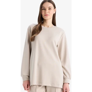 Regular Fit Bisiklet Yaka Basic Düz Siyah Sweatshirt Tunik D4598AX25SP