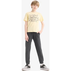 Erkek Çocuk Antrasit Beli Paçası Lastikli Cepli Basic Düz Jogger Eşofman Altı B7971A824WN