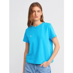 30584 Bisiklet Yaka Pamuklu T-Shirt-Bebe Mavi