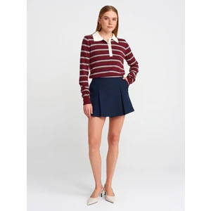 81057 Kalın Pilili Şort Etek-Lacivert