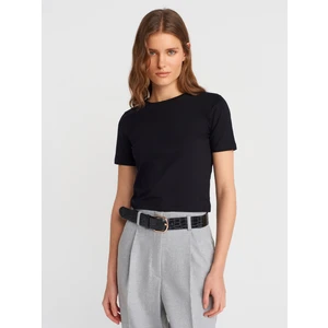 31655 Bisiklet Yaka Crop Top-Kırmızı