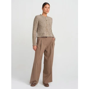 71576 Çift Pilili Pantolon-Camel