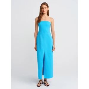 90758 Straplez Elbise-Turkuaz