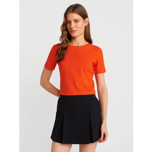 31655 Bisiklet Yaka Crop Top-Kırmızı