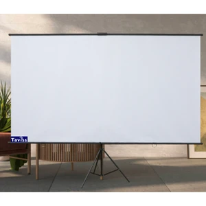 221X124 cm Mat Beyaz-Siyah Tripod Ayaklı Taşınabilir ve Duvar Kullanımlı Projeksiyon Perdesi