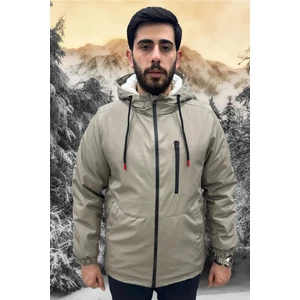 Erkek Vizon Içi Kürklü Su ve Rüzgar Geçirmez Kapüşonlu Kışlık Mont & Kaban & Parka ML-FMM-100