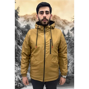Erkek Taba Içi Kürklü Su ve Rüzgar Geçirmez Kapüşonlu Kışlık Mont & Kaban & Parka ML-FMM-100