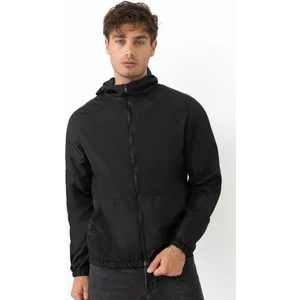 Erkek Siyah Kapüşonlu Su ve Rüzgar Geçirmez Astarlı Oversize Yağmurluk Y35